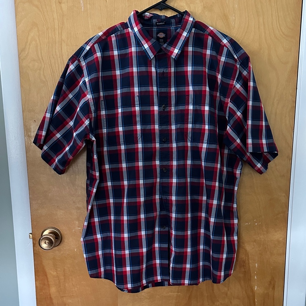 Dickies Red and Blue Checkered Button Down Shirt - Previously worn.